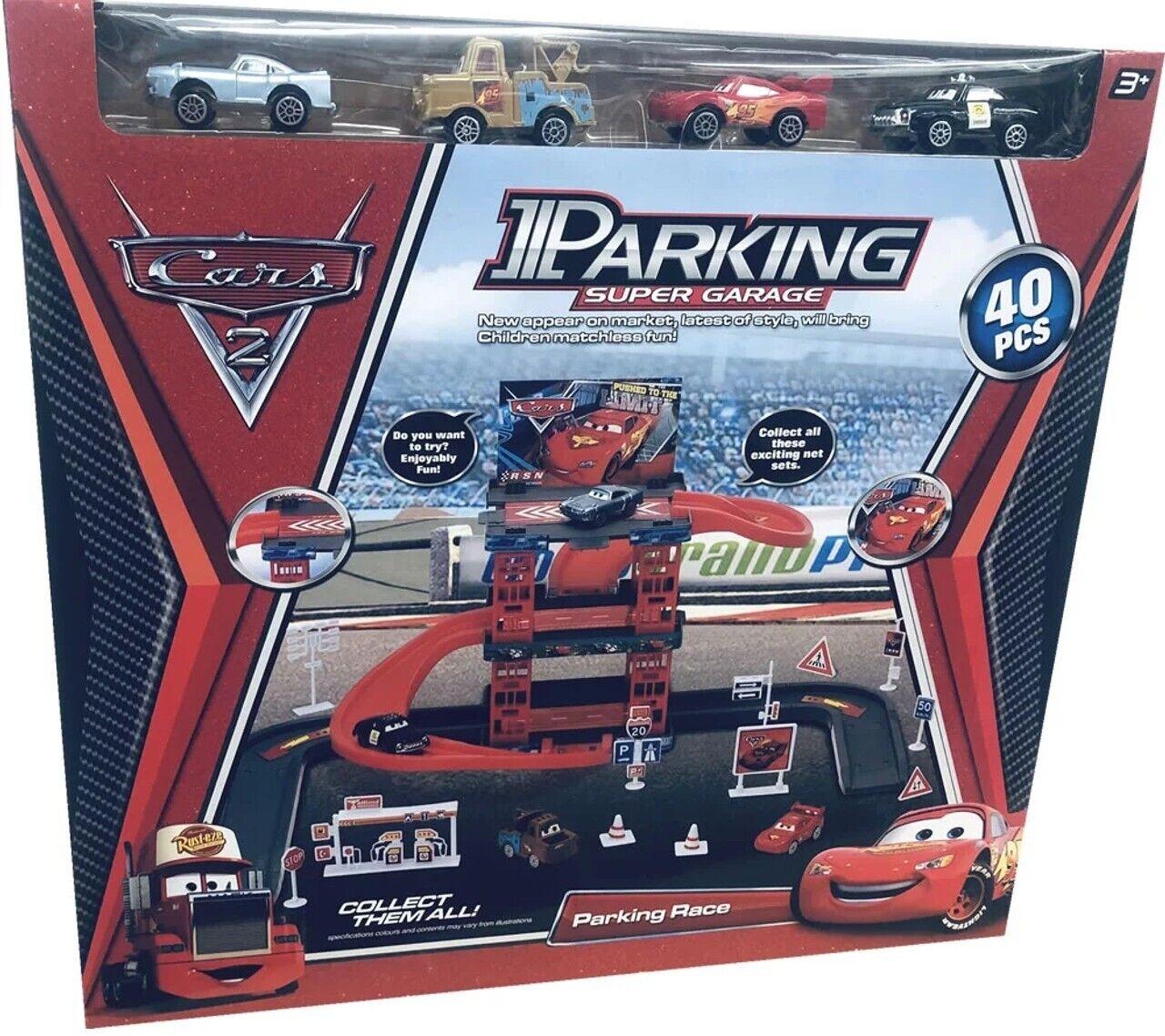 Disney Pixar Parking Super Garage 36 Pieces and 4 Cars Lightning Mcqueen