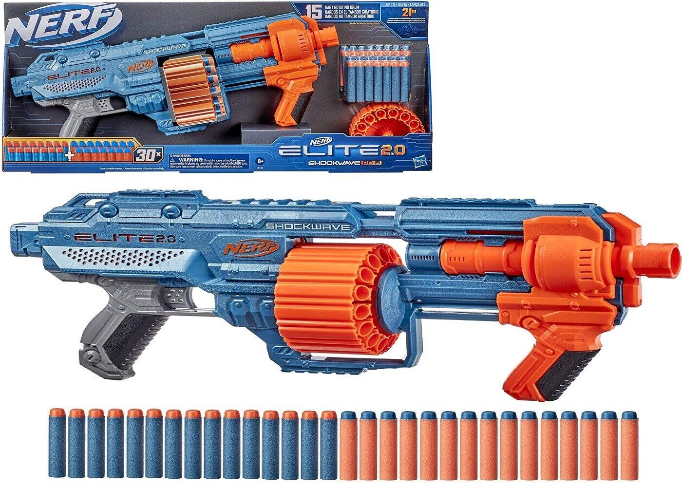 Nerf Elite 2.0 Shockwave RD 15 Surgefire Blaster Ages 8+ Toy Gun Play Fire Darts