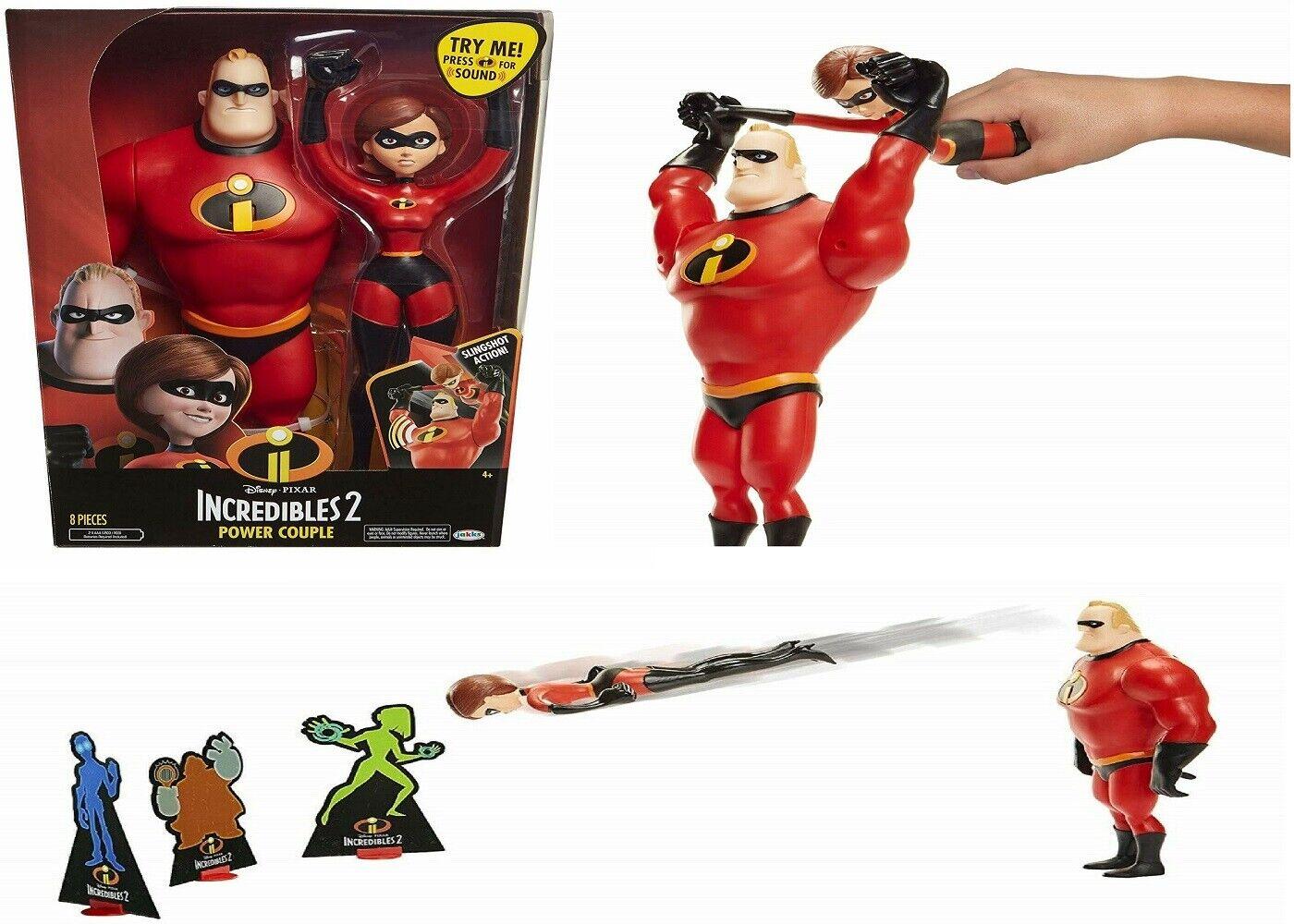 Incredibles New Toy 2 Power Couple Mr Incredible and Elastigirl Sling Shot Doll