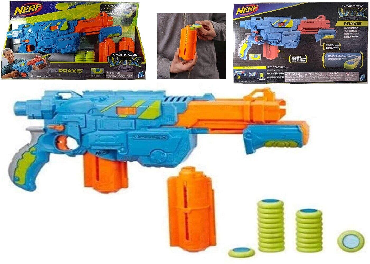 Nerf Vortex VTX Praxis Blaster With 20 Discs Ages 8+ Toy Blaster Gun Disc Fire