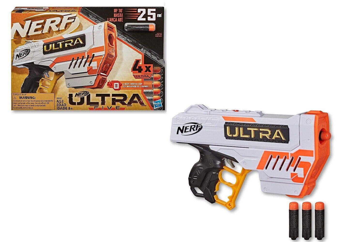 Nerf Ultra Five Blaster 4 Dart Farthest Flying Nerf Darts Ever Ages 8+ Toy Gun