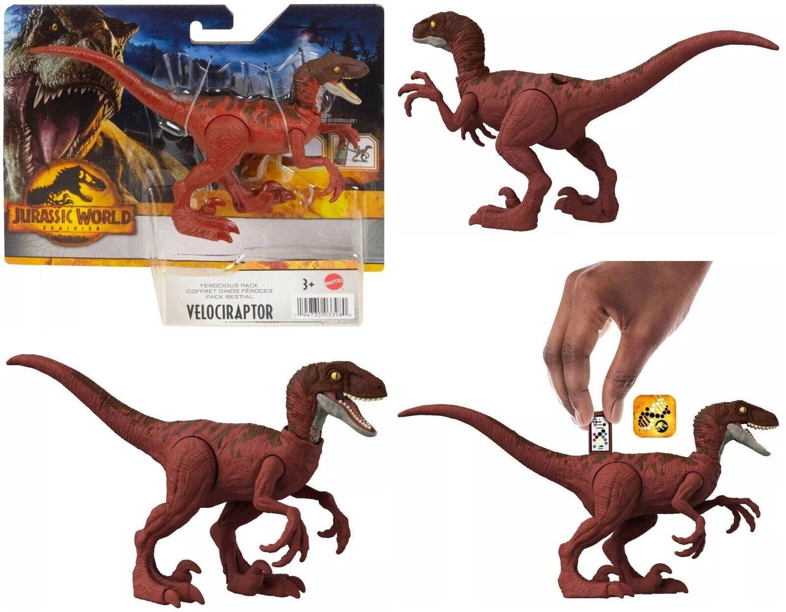 Jurassic World-Velociraptor-Dominion Ferocious Pack Ages 3+ Toy Dino Dinosaur Bird Blue Play