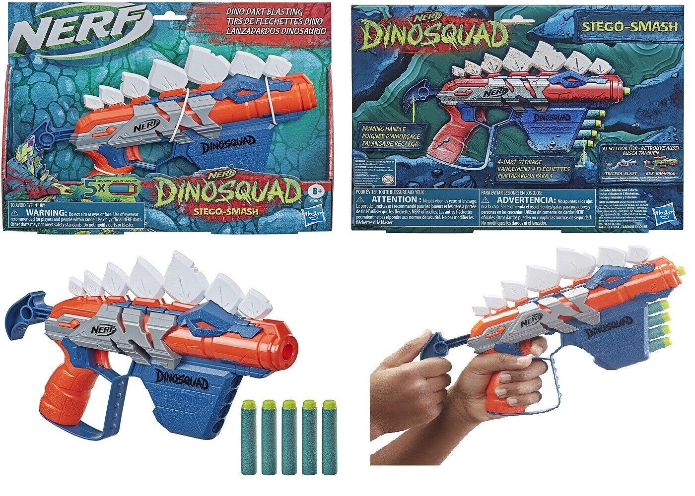 NERF Dinosquad Stegosmash Dart Blaster Ages 8+ Toy Gun Fire Dinosaur Dino Play