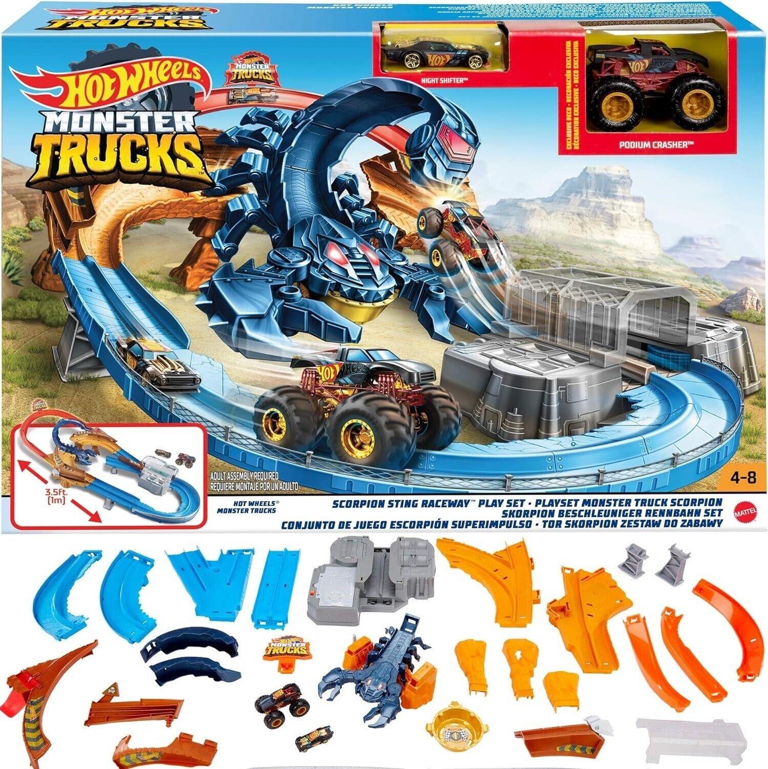 Hot Wheels Monster Truck Scorpion Sting Raceway Race Track Car Ages 4+ New Toy