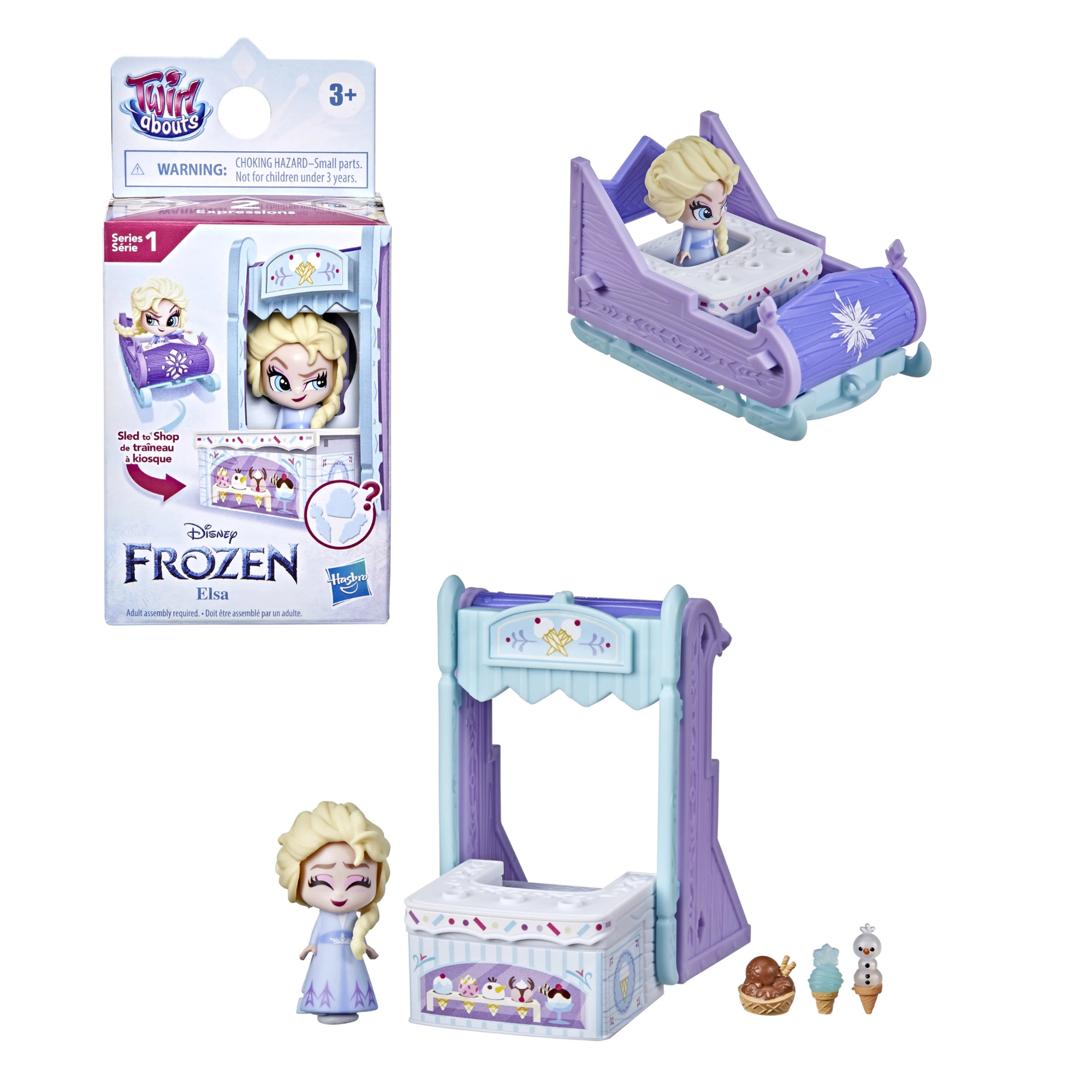 Disney Frozen Mini Doll Twirl Abouts Sled 2-in-1 Playset Elsa