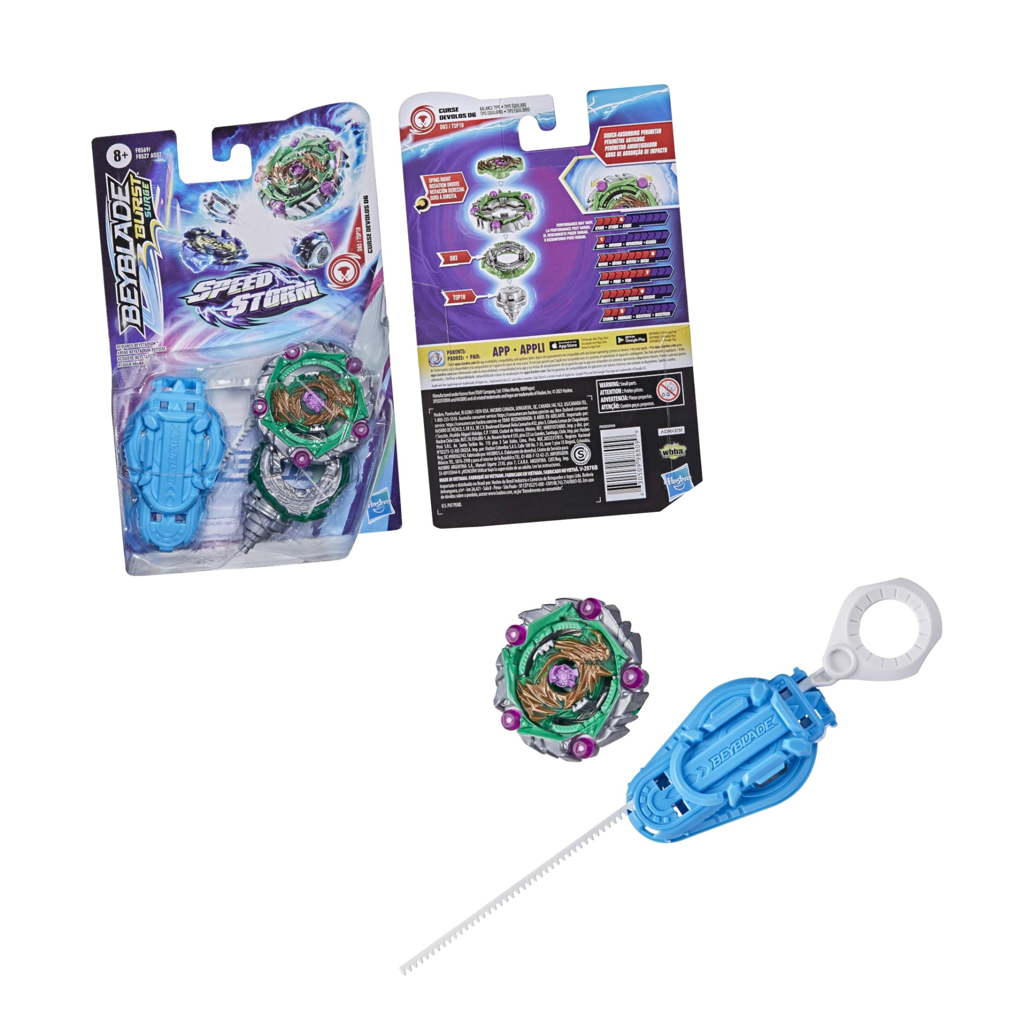 Beyblade Burst Surge Speedstorm Curse Devolos D6 Spinning top Starter Pack