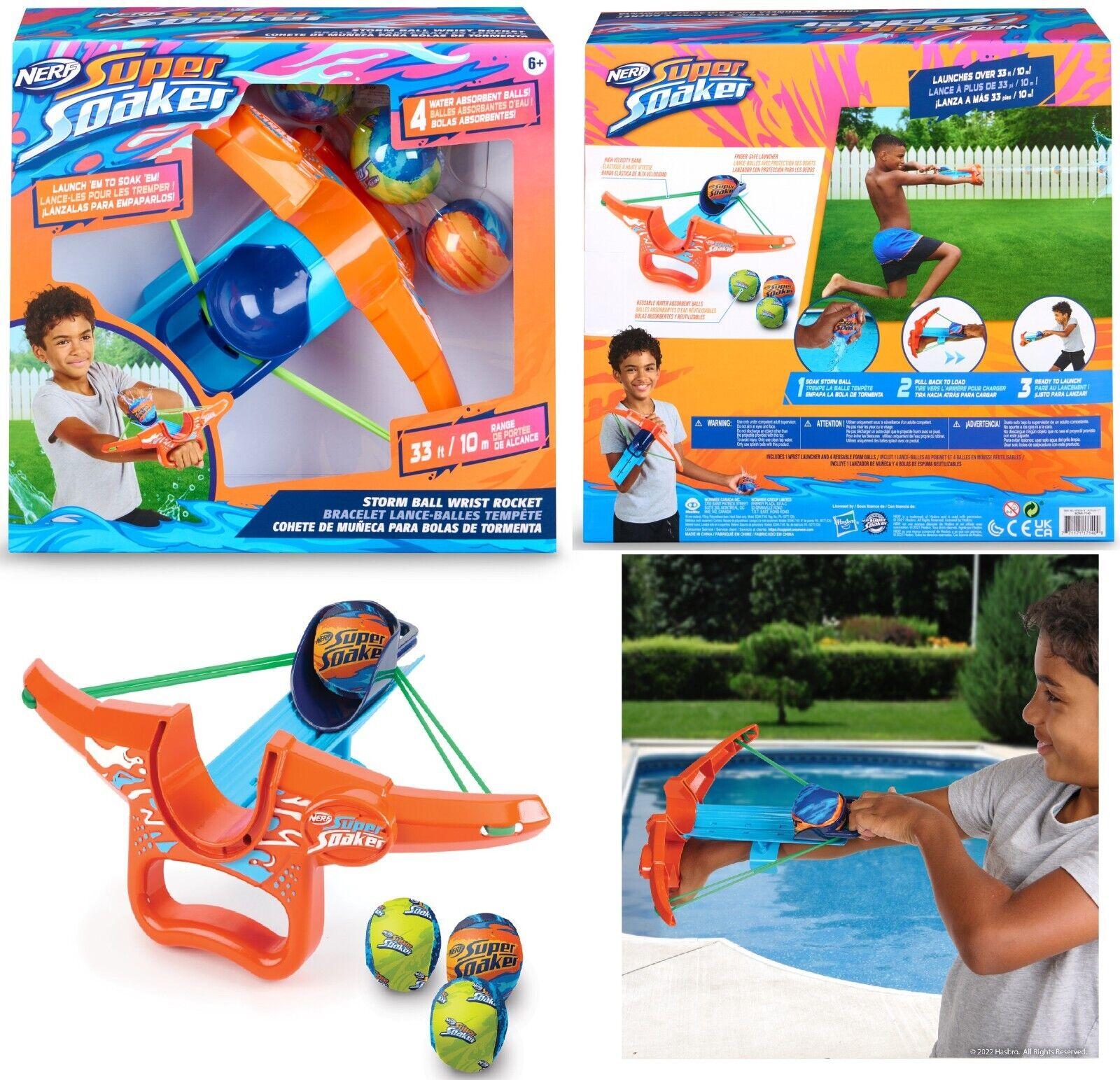 Nerf Super Soaker Storm Ball Wrist Rocket Includes 4 Reusable Play Balster