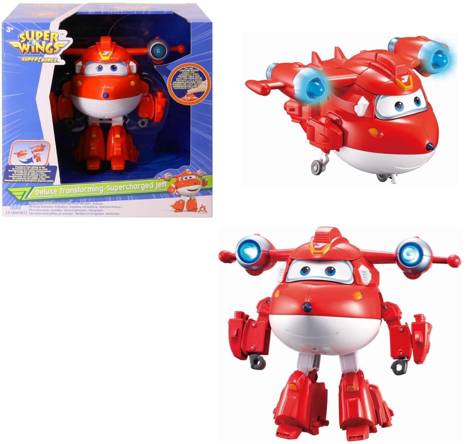 Super Wings 6 Inch Deluxe Transforming Super Charged Jett Donnie Airplane Toys Jett.