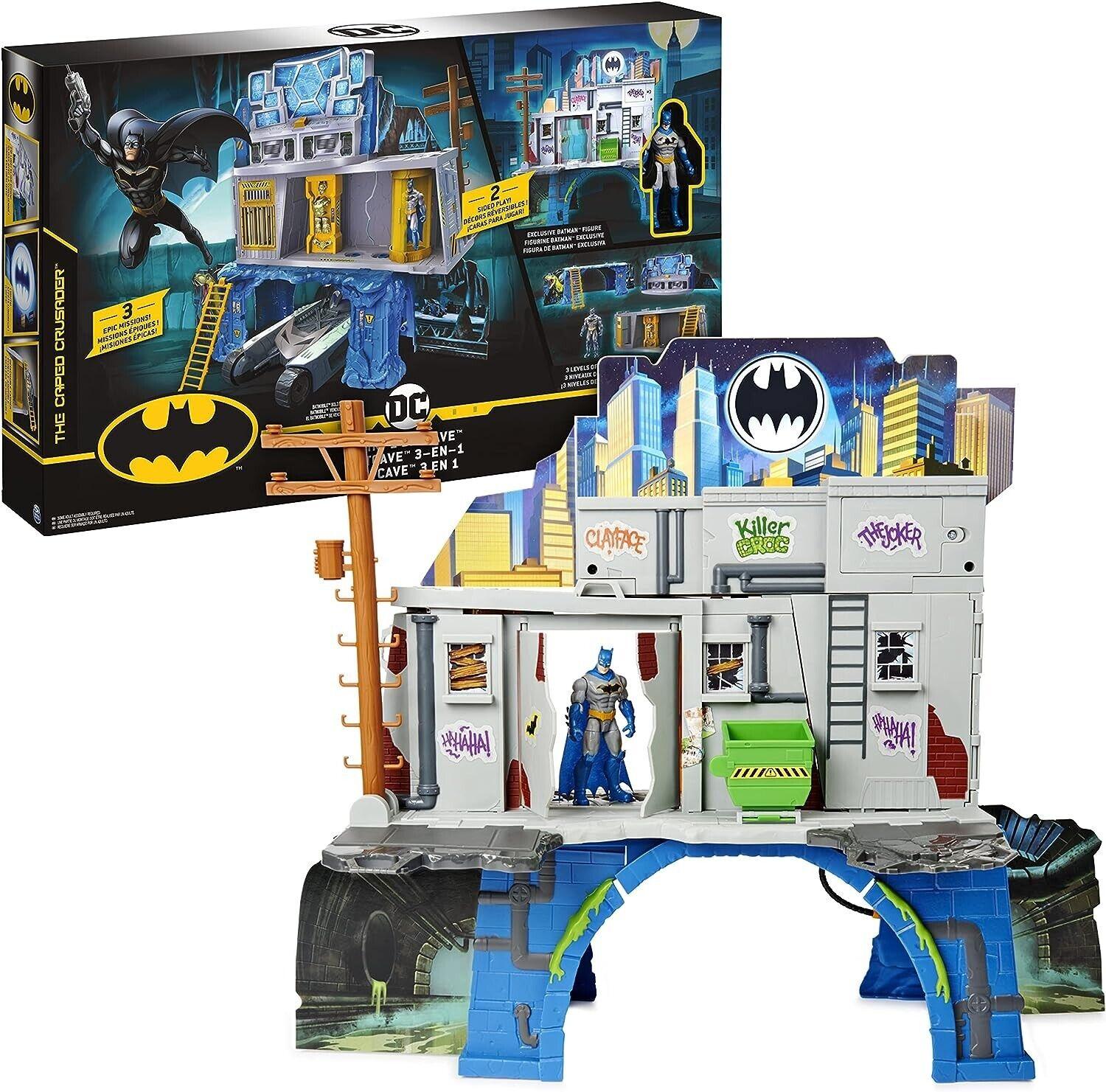 DC Comics Batman 3-in-1 Batcave Playset with Exclusive 4-inch Batman Figure Play