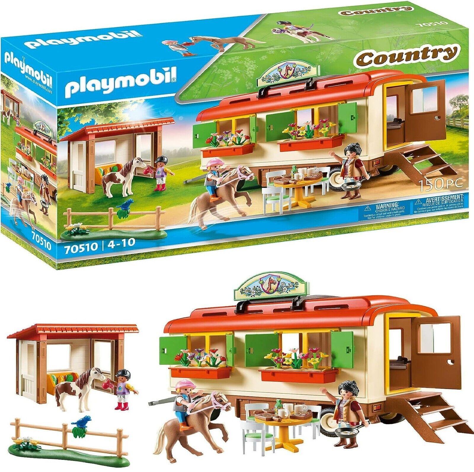 Playmobil 70510 Country Pony Shelter with Mobile Home Pony Caravan Flower Pots