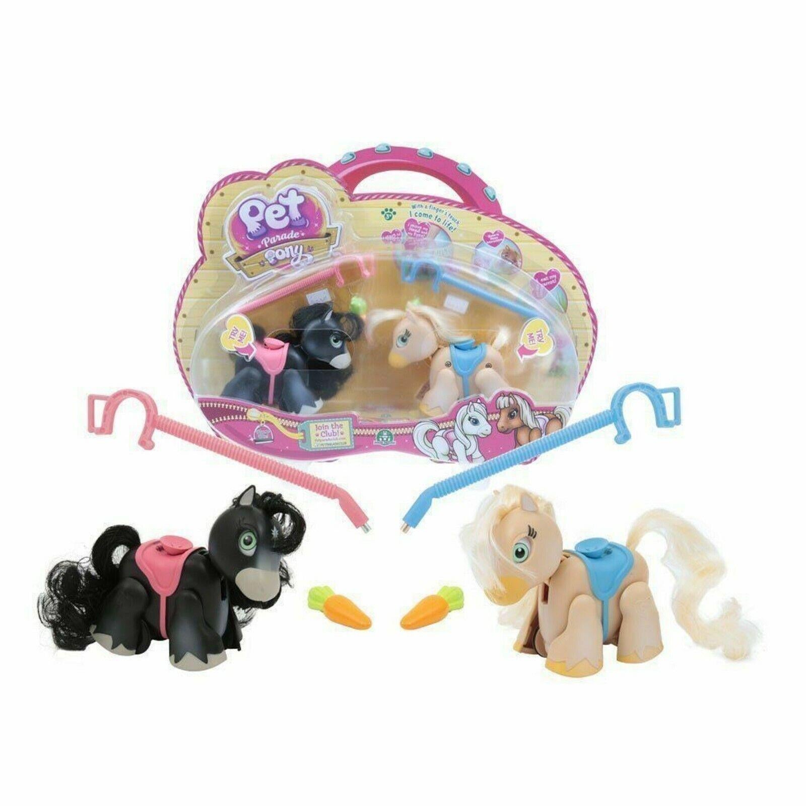 Pet Parade-Black fell & Palomino Pony Double Blister Ages 3+ Toy Horse Play Gift Pack Ponies Comb Lead