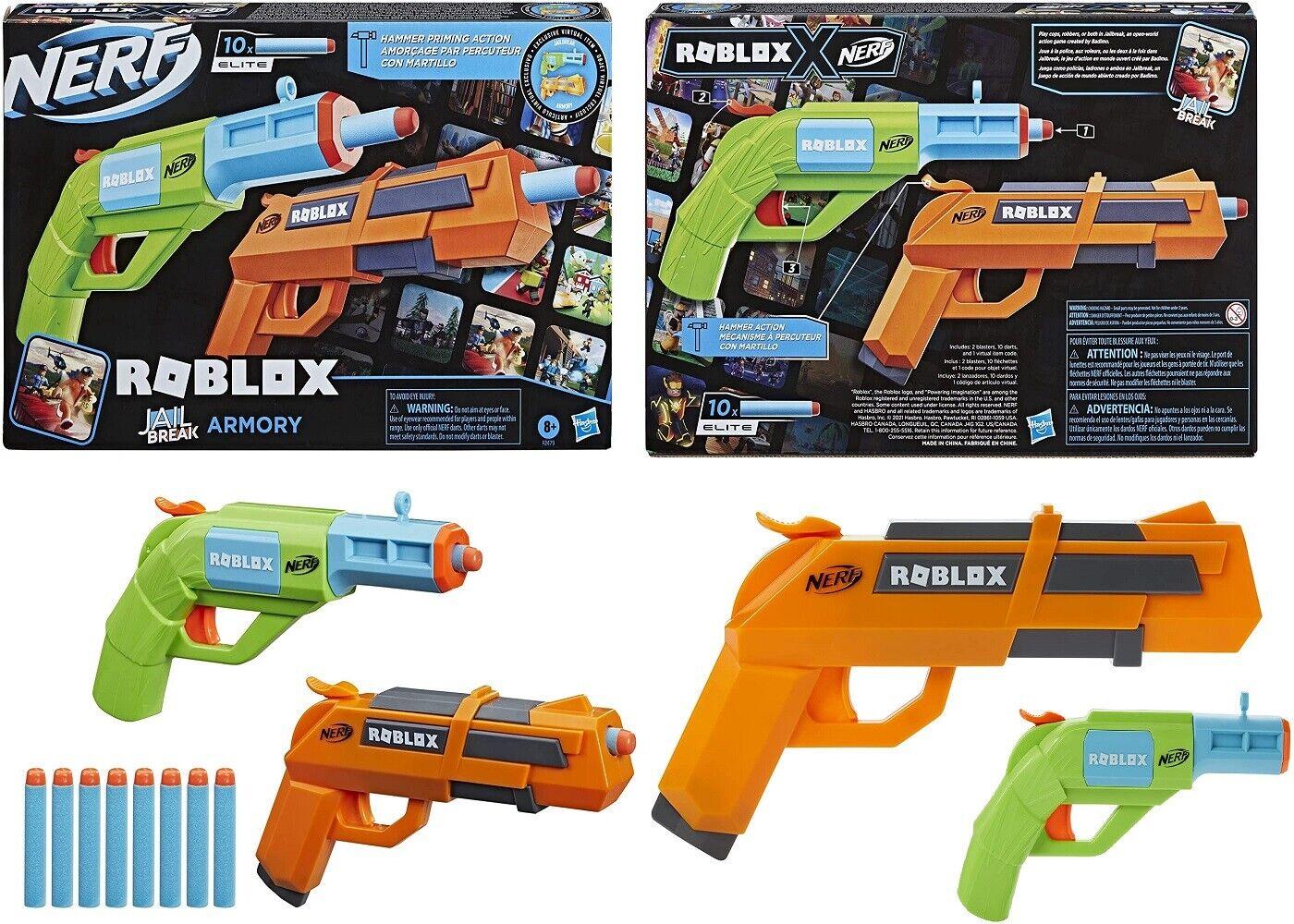 NERF Roblox Jailbreak Armor Includes 2 Hammer Action Blasters Ages 8+ Toy Gun