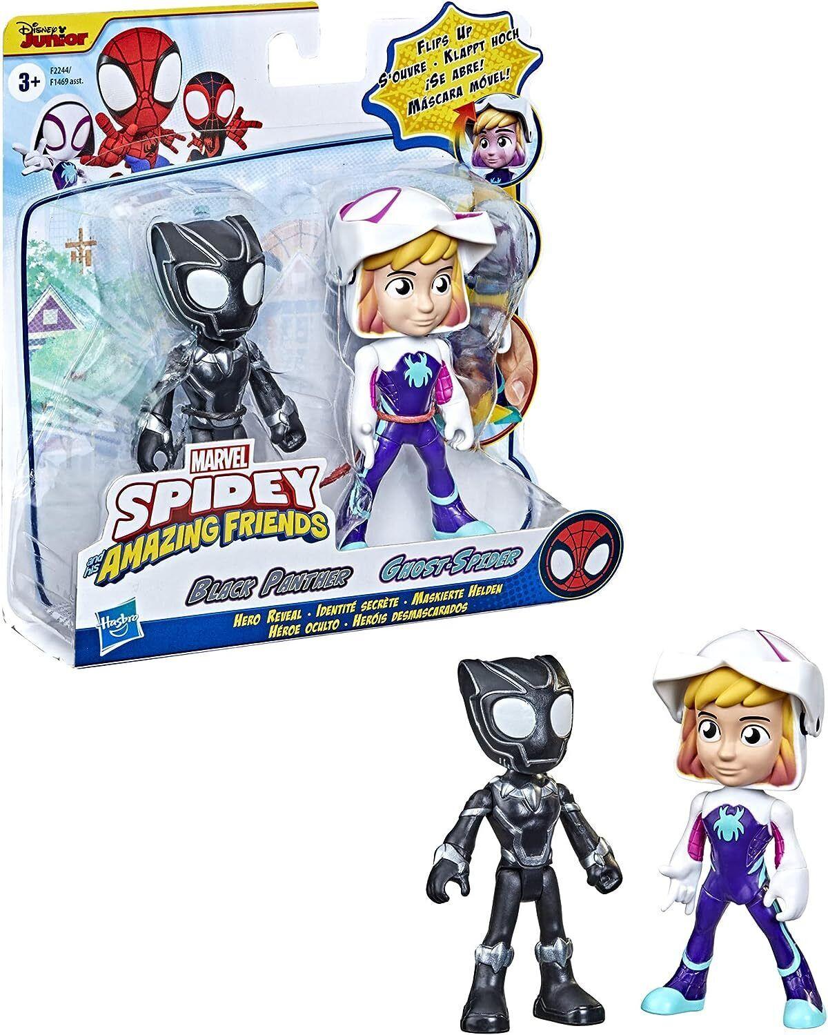 Marvel-Ghost spider & black panther- His Amazing Friends Hero Reveal 2-Pack Ages 3+ Spiderman Hulk