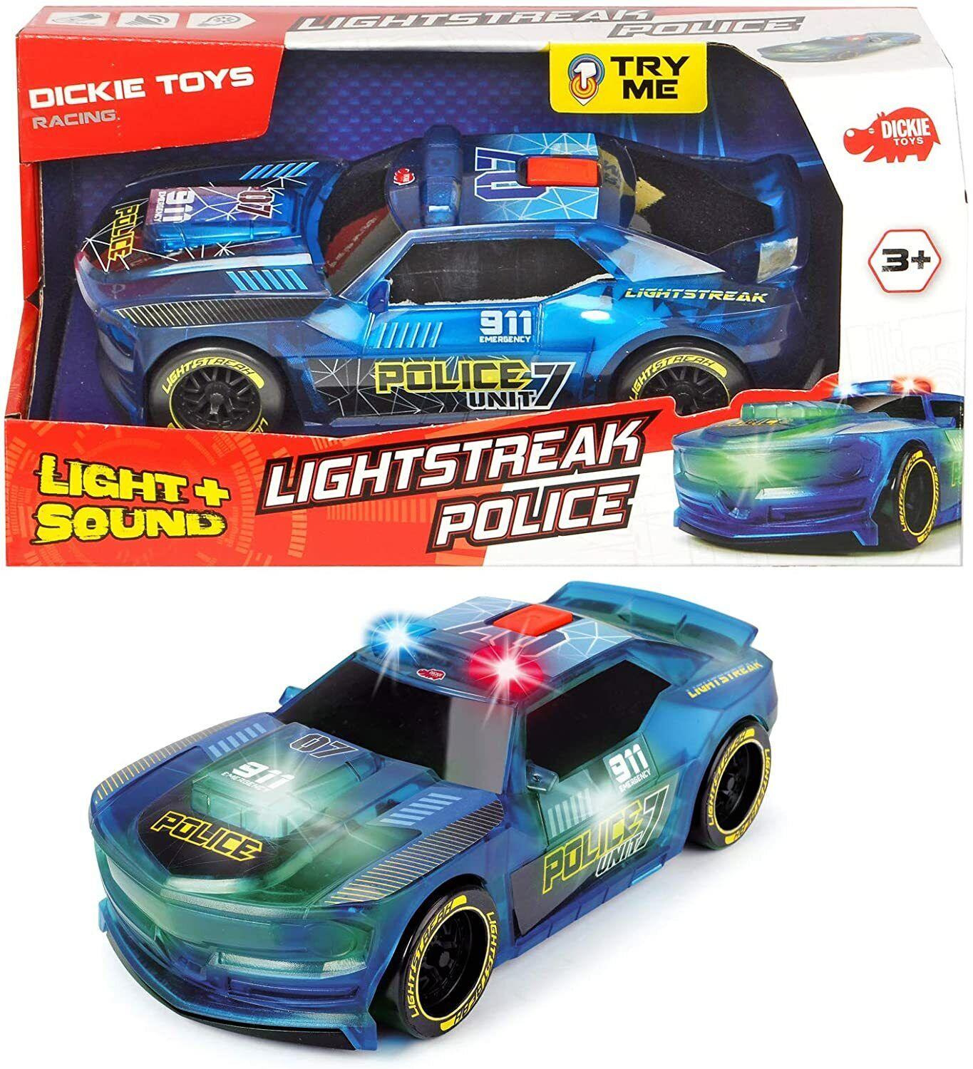 Dickie toys racing series-lightstreak police- try me light + sound toys