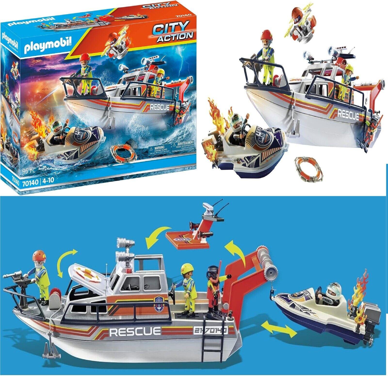 Playmobil 70140 City Action Fire Rescue with Personal Watercraft Boat Drone Play