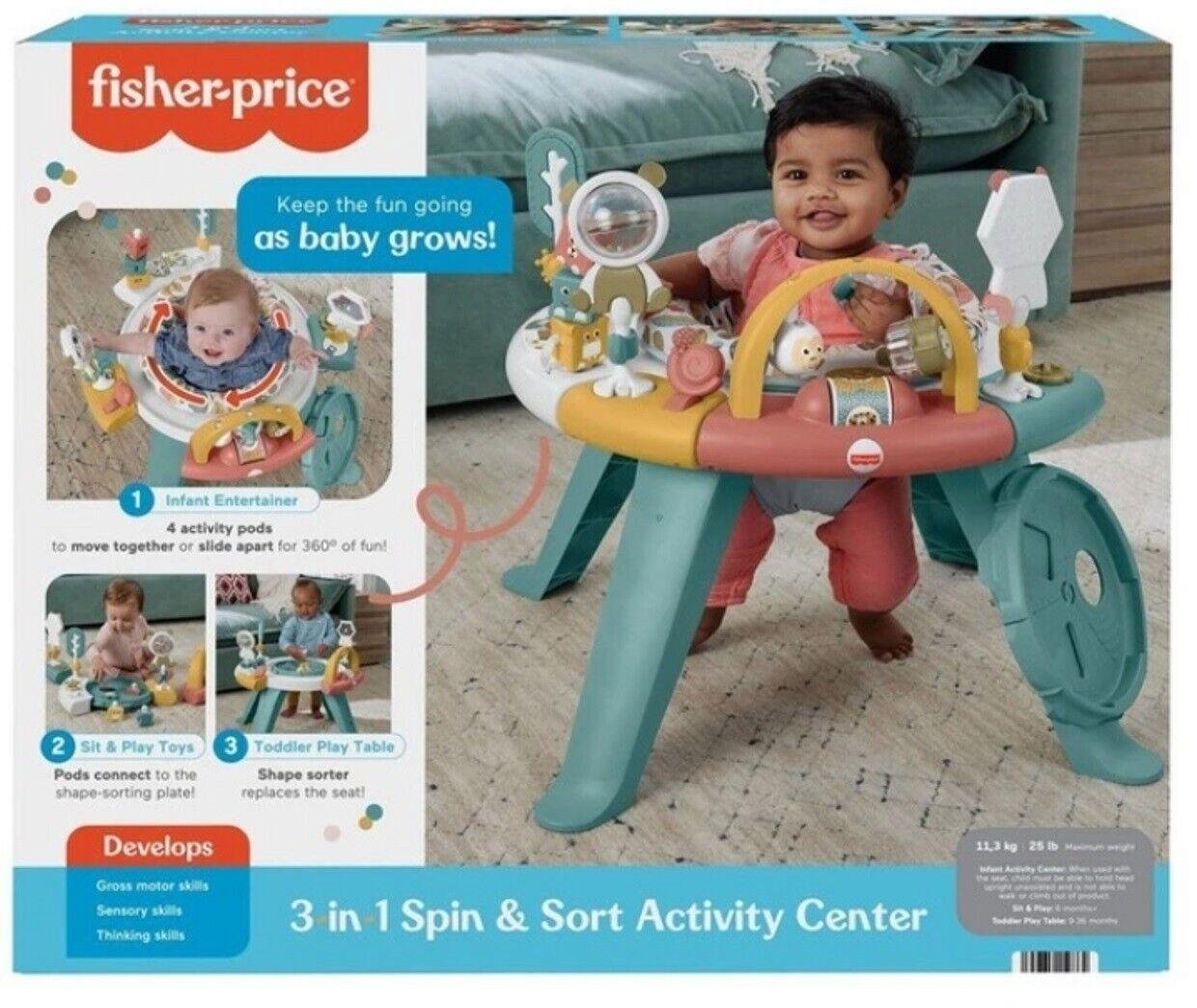 Fisher-Price Byron 3-in-1 Spin & Sort Activity Centre Spinning Seat Play Gift