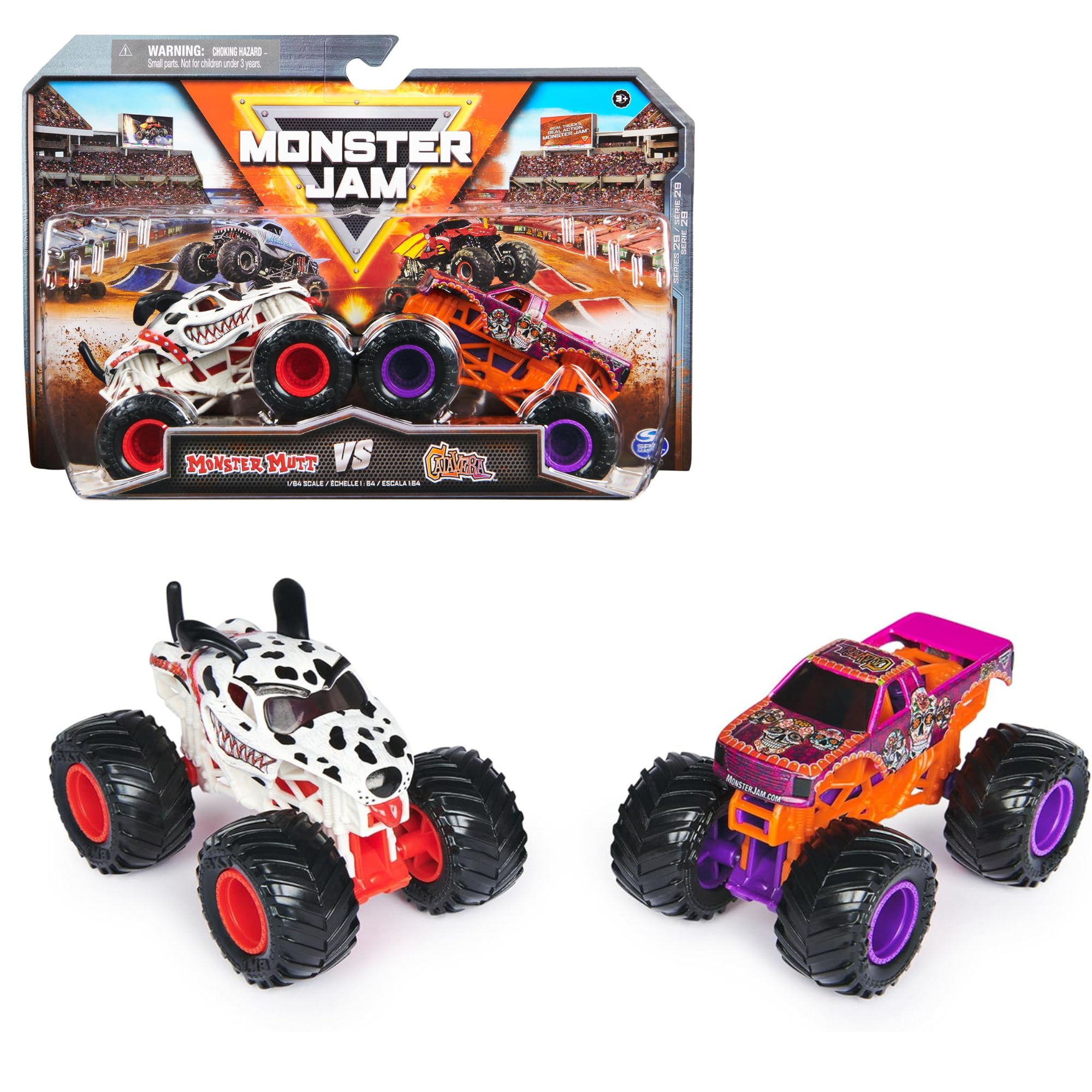 Monster Jam Die-Cast Trucks Series 29 Calavera Vs Monster Mutt Dalmatian 1:64 Scale