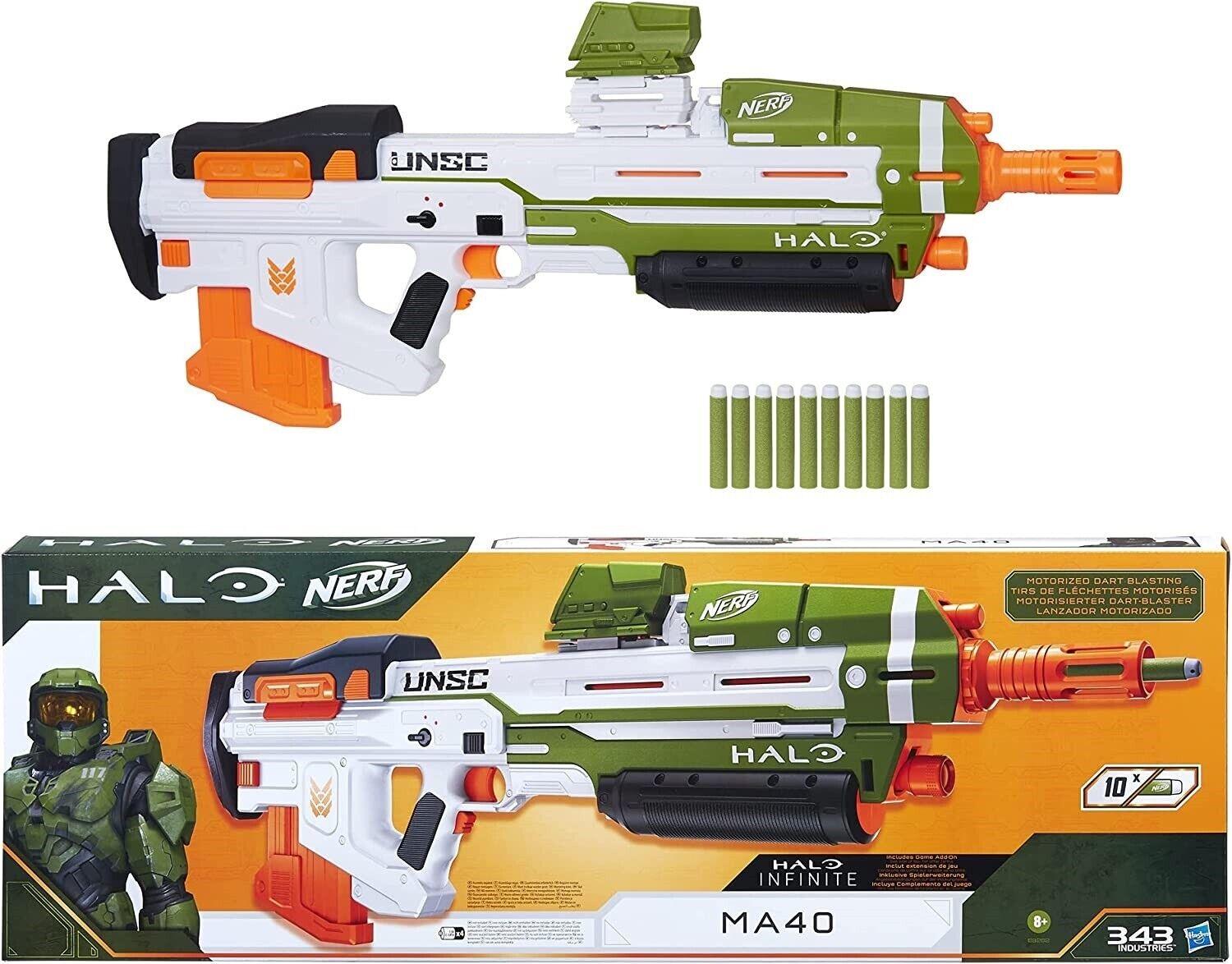 NERF Halo MA40 Motorized Dart Blaster Includes Removable 10-Dart Clip Toy Gun
