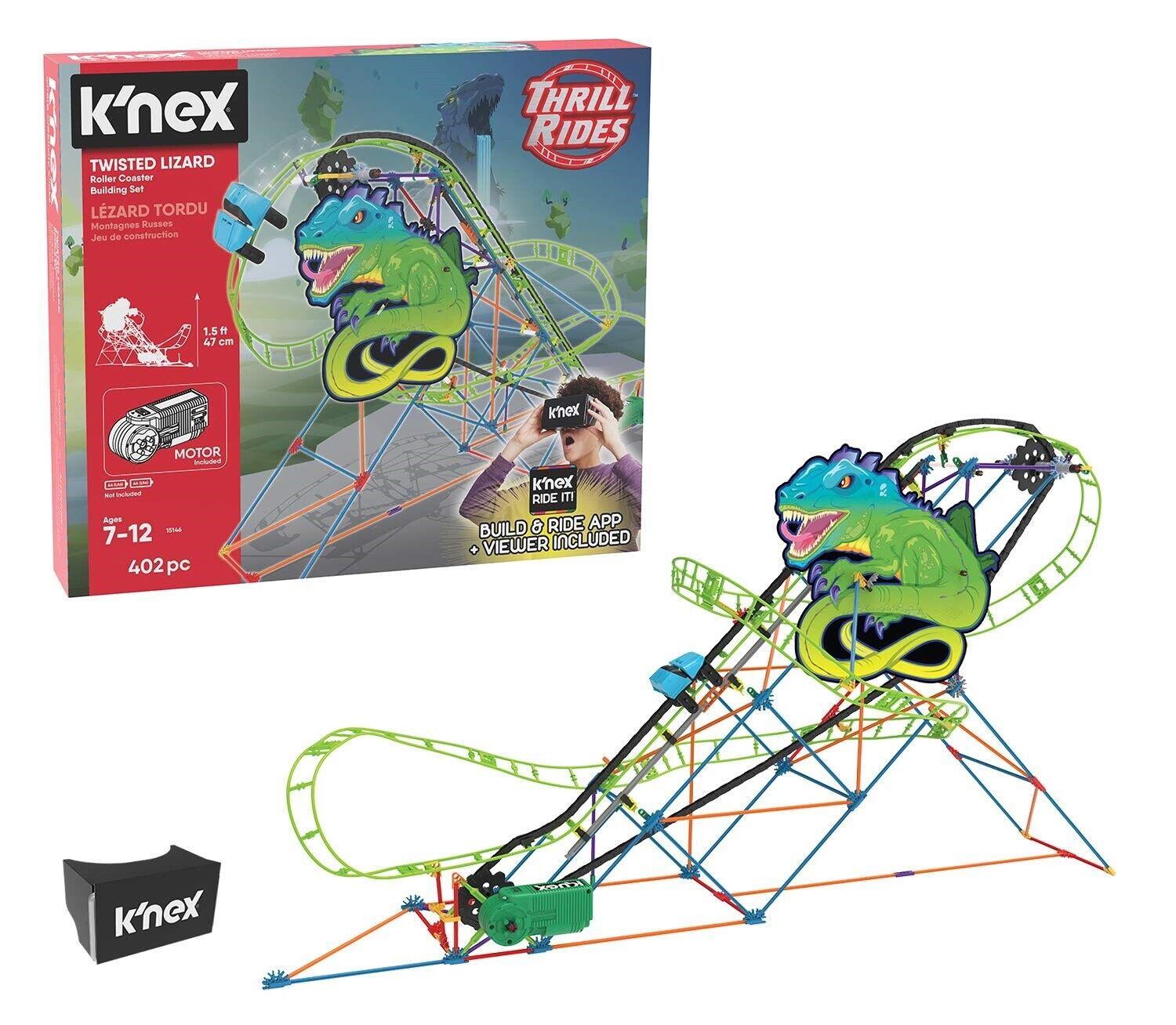 KNEX Twisted Lizard Roller Coaster Building Set with Ride it App 7+ Toy Build