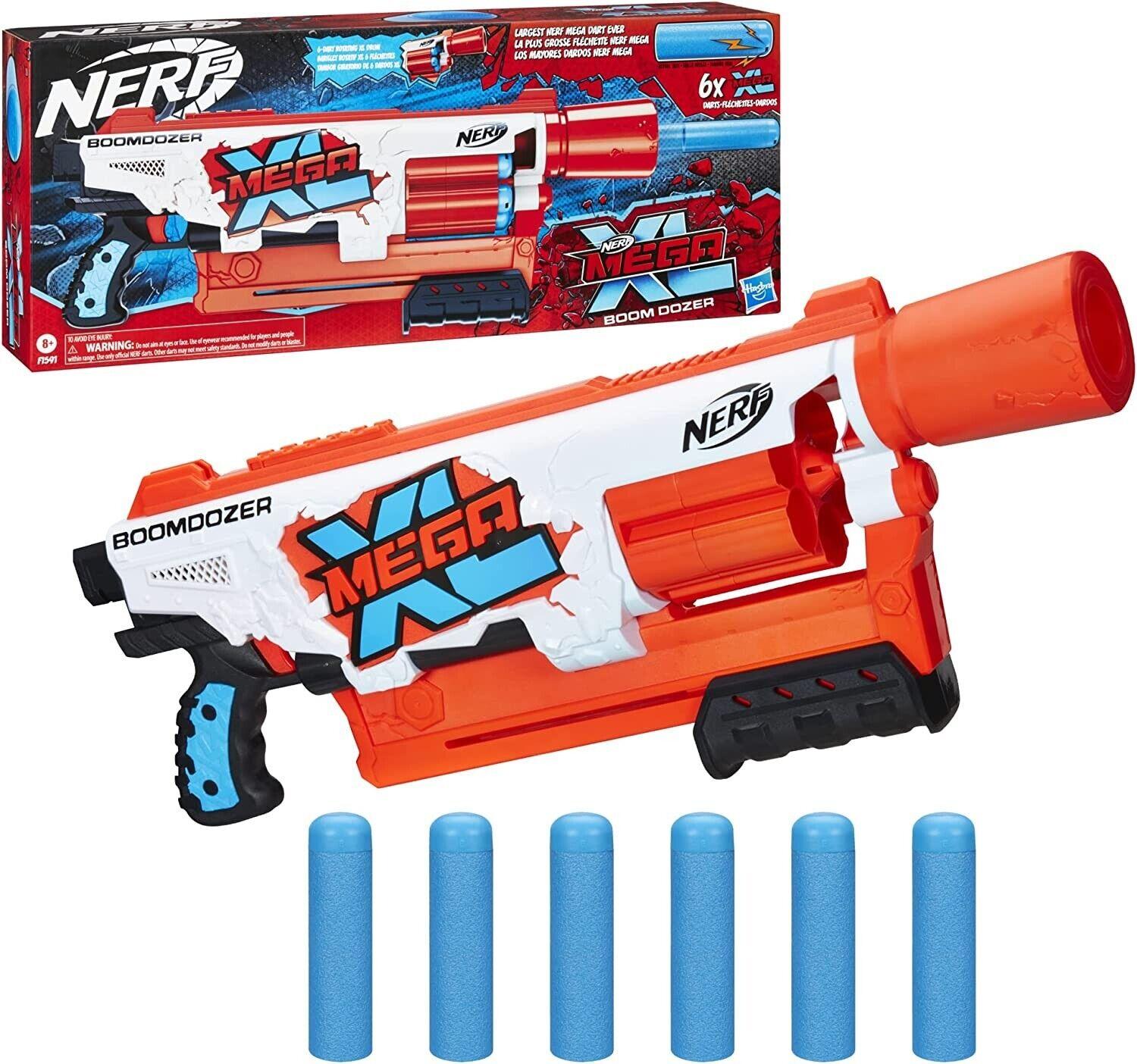 NERF Mega XL Boom Dozer Blaster Largest Mega Darts Ever XL 6-Dart Rotating Drum