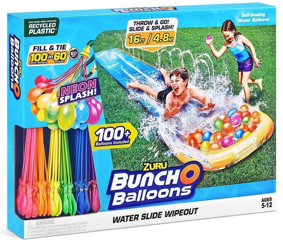 Zuru Bunch O Balloons Water Slide Wipeout With 100 Neon Water Balloons Play Gift
