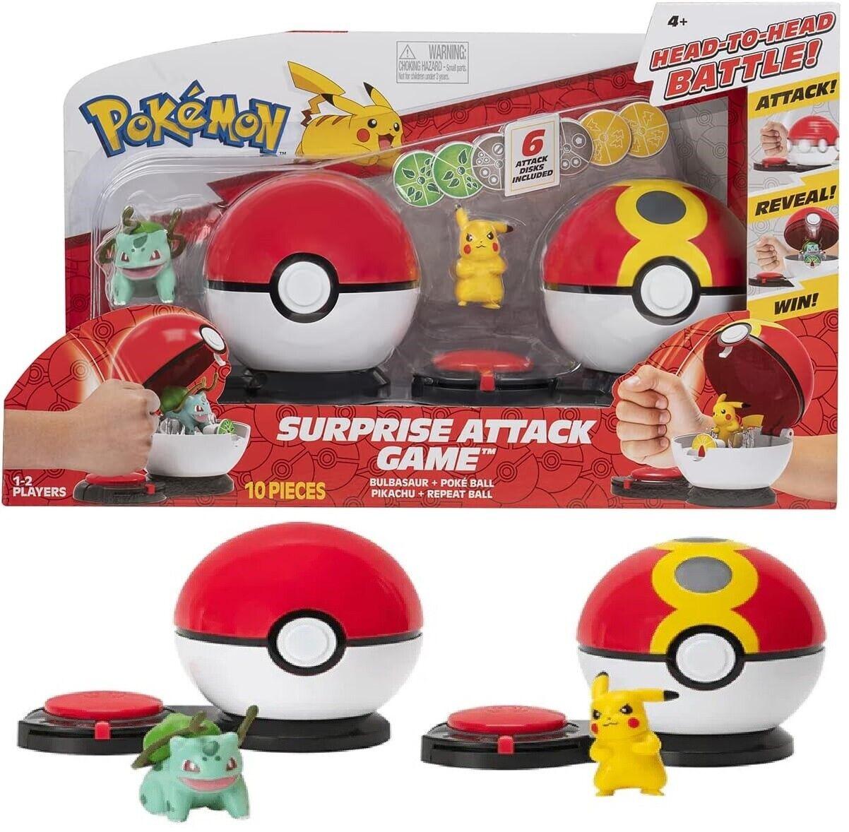 Pokemon Surprise Attack Game Pikachu and Bulbasaur 6 Attack Disks Poke Ball Play