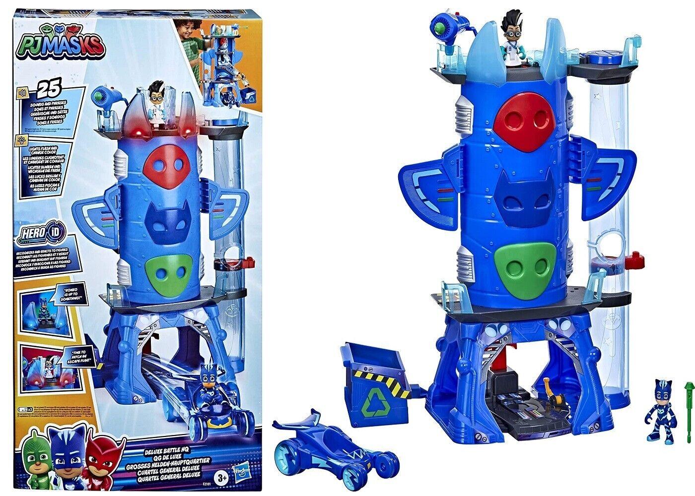 PJ Masks Deluxe Battle HQ Playset with Lights and Sounds Ages 3+ Toy Car Race