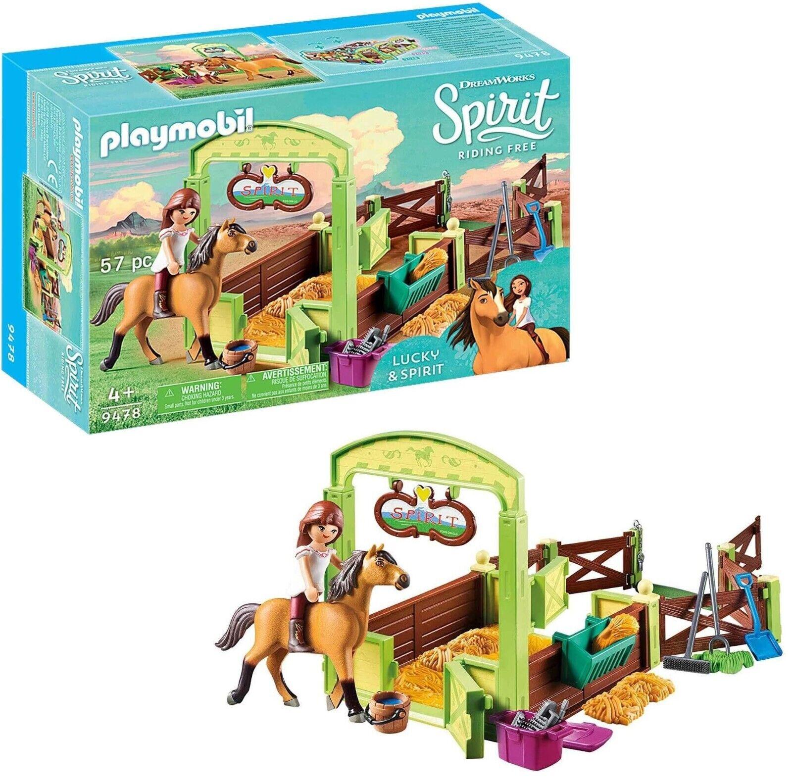 Playmobil 9478 Lucky and Spirit Stall Horse Stable Playset Ages 4+ New Toy Play