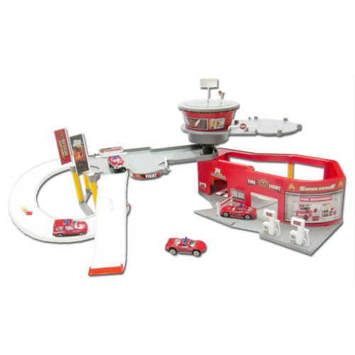 World of Wheels New Toy Kids Extreme Rescue Team Fire Station Helicopter Pad