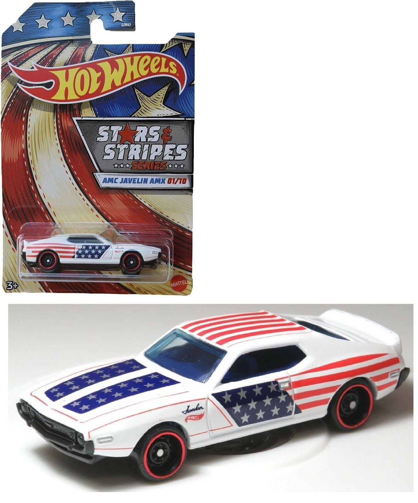 Hot Wheels 1:64 Antique Stars & Stripes 3+ Toy-1973 AMC Javelin AMX Race Car- History Plymouth Camaro