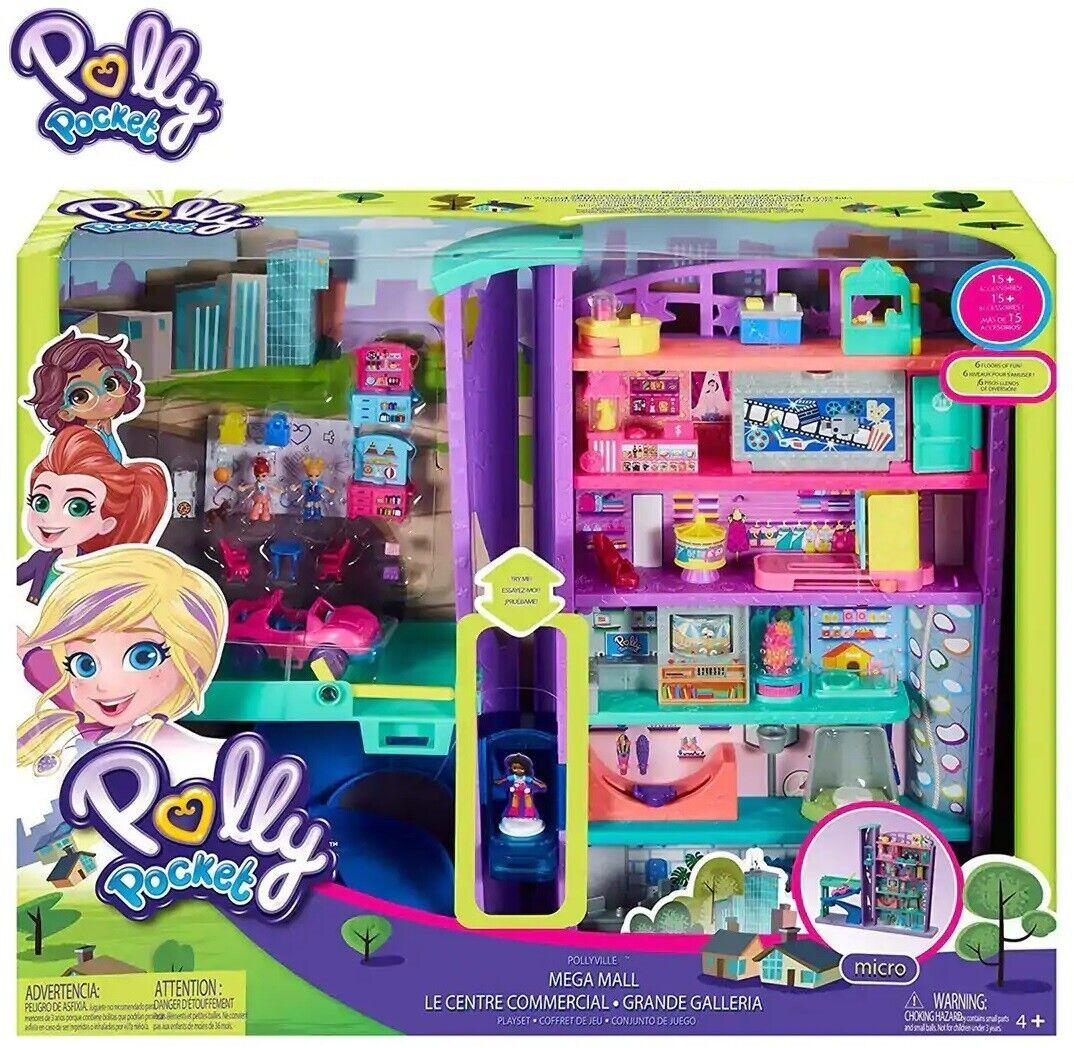 Polly Pocket Mega Mall with 6 Floors Elevator Vehicle Parking Garage Doll Dog