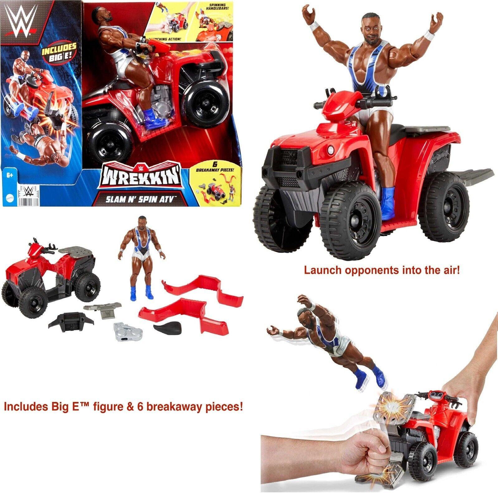 WWE Slam 'N Spin ATV Wrekkin Vehicle Breakaway ATV with WWE Big E Figure Fight
