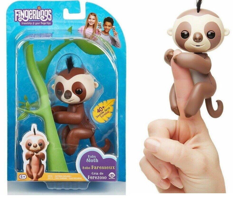 WowWee Fingerlings Baby Sloth Kingsley Brown Interactive Toy Pet
