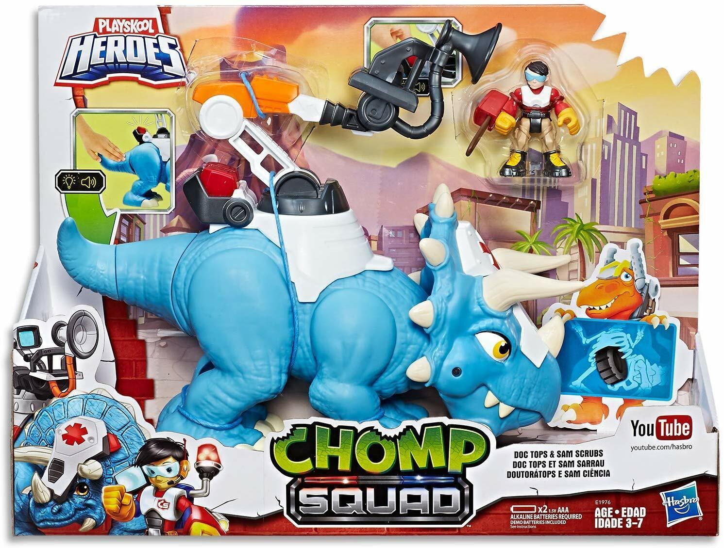Playskool Heroes New Toy Chomp Squad Doc Tops Dino Sam Scrubs Dinosaur Ages 3+