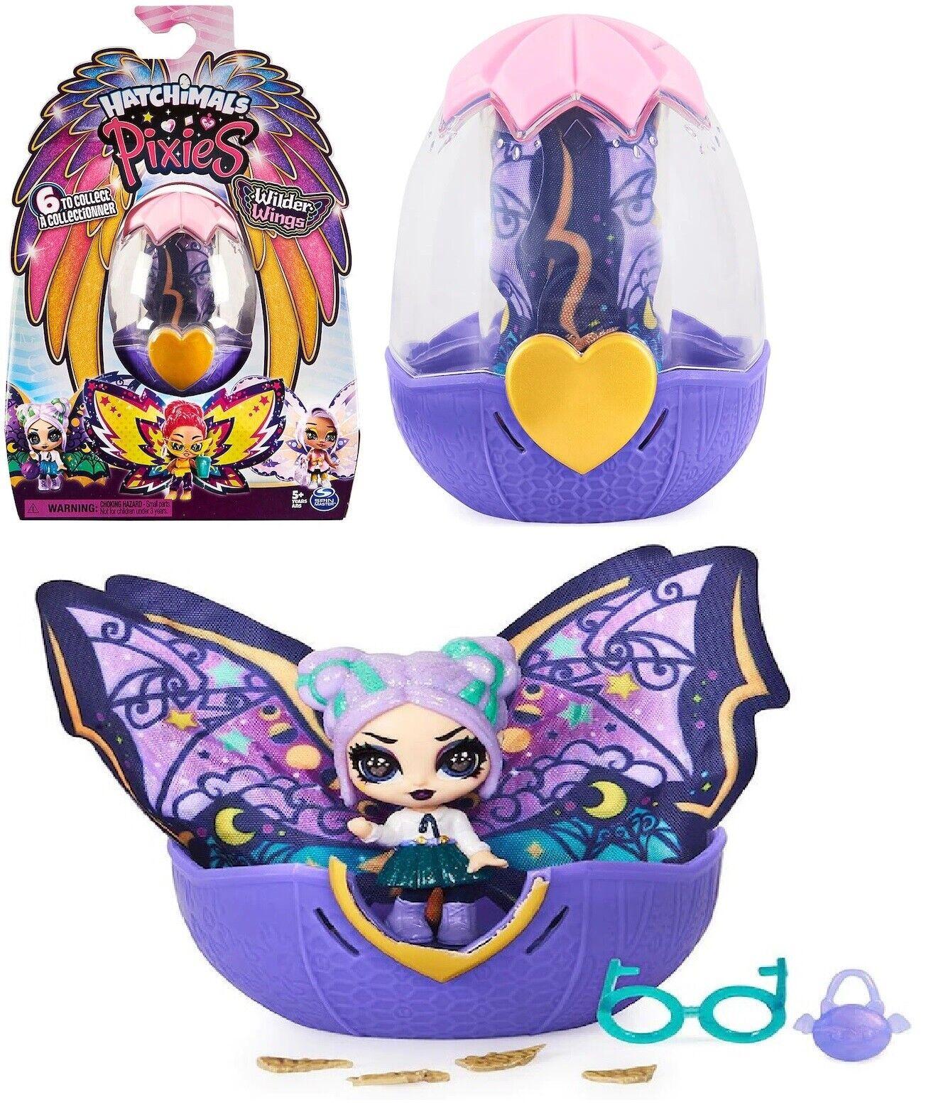 Hatchimals Pixies Wilder Wings Midnight Mandy for Ages 5+ Toy Butterfly Fly Play Doll Hatch Glitter