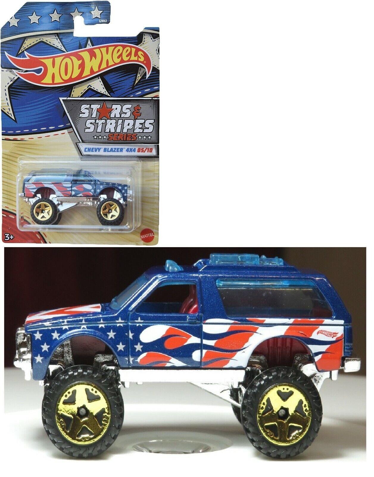 Hot Wheels 1:64 Antique Stars & Stripes 3+ Toy-1972 Chevy Blazer 4x4 race car-History Plymouth Camaro