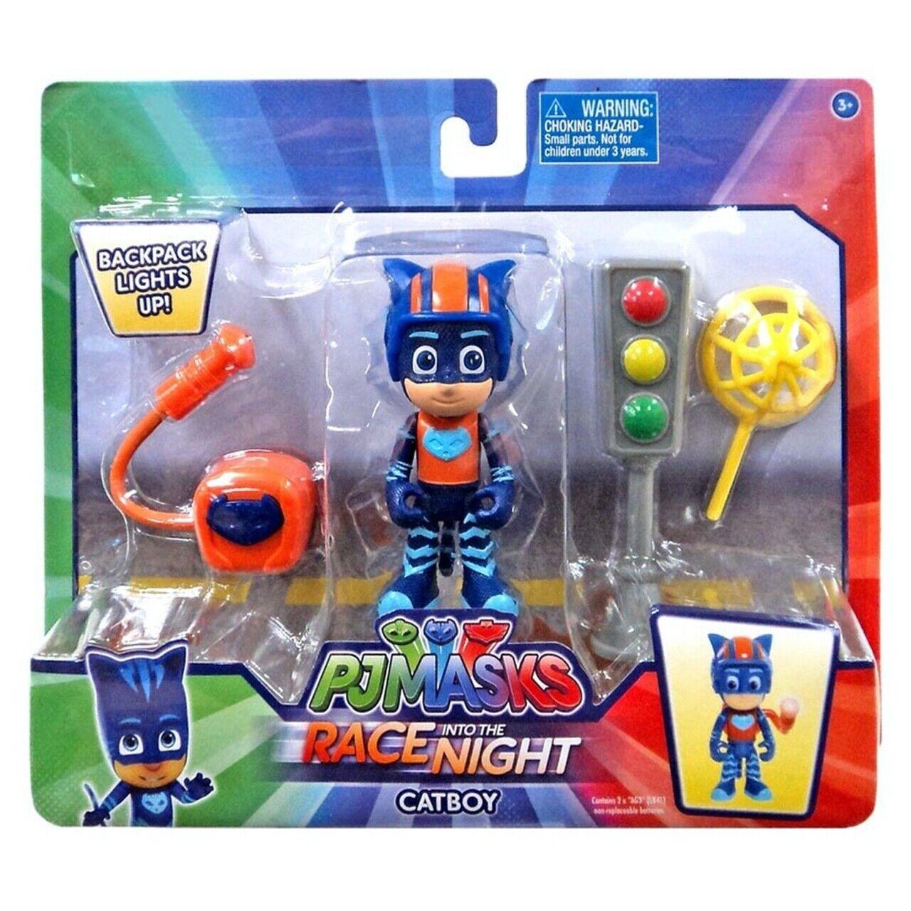 PJ Masks Race Night Backpack Lights up-Catboy-Ages 3+ Toy Doll Car
