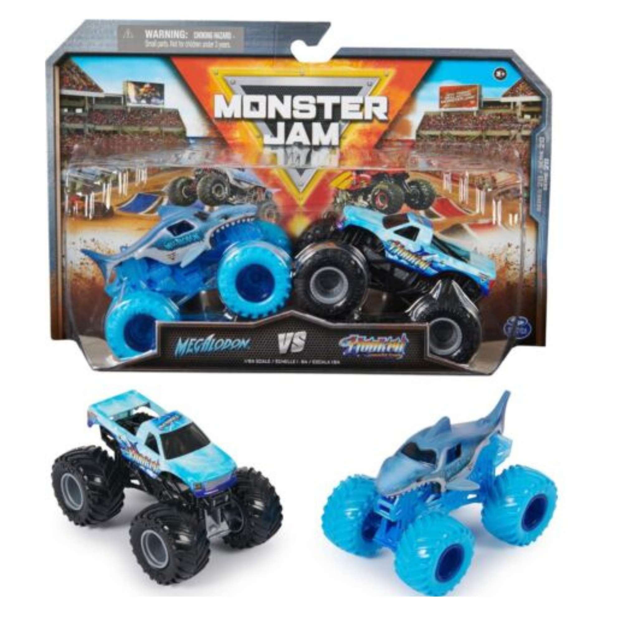 Monster Jam 2 Pack 1:64 Scale Trucks Ages 3+ New Toy Megalodon Vs Hooked