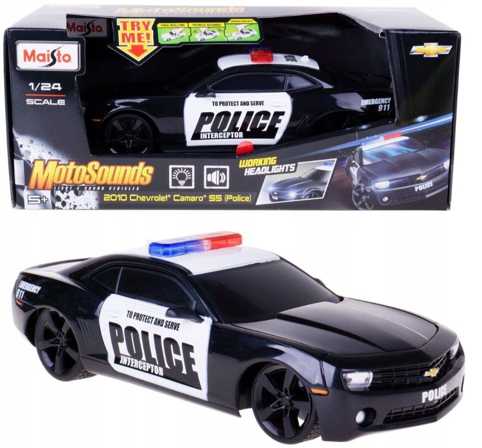 Maisto 1:24 Motosounds 2010 Chevrolet Camaro Police Car Ages 5+ New Toy Race