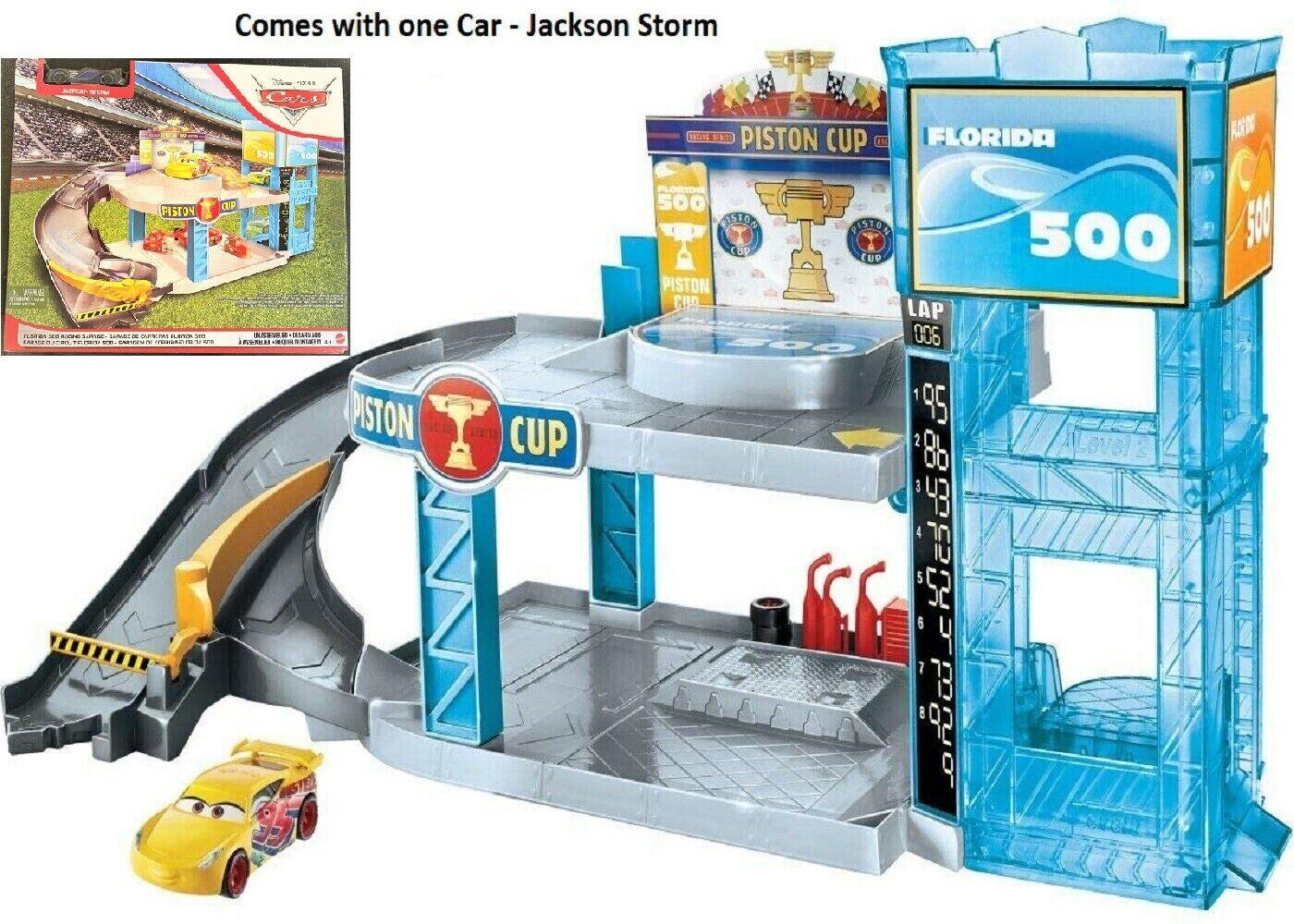 Disney New Toy Florida 500 Racing Garage Race Car Lightning Mcqueen Play