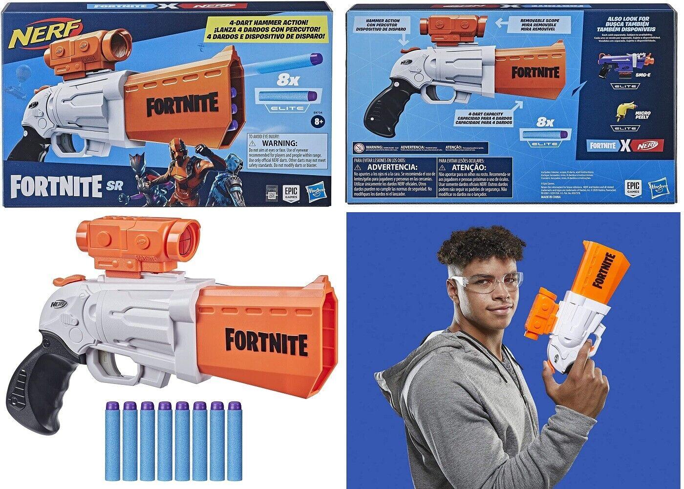 NERF Fortnite SR Blaster Hammer Action Removable Scope Ages 8+ Toy Gun Fire Play
