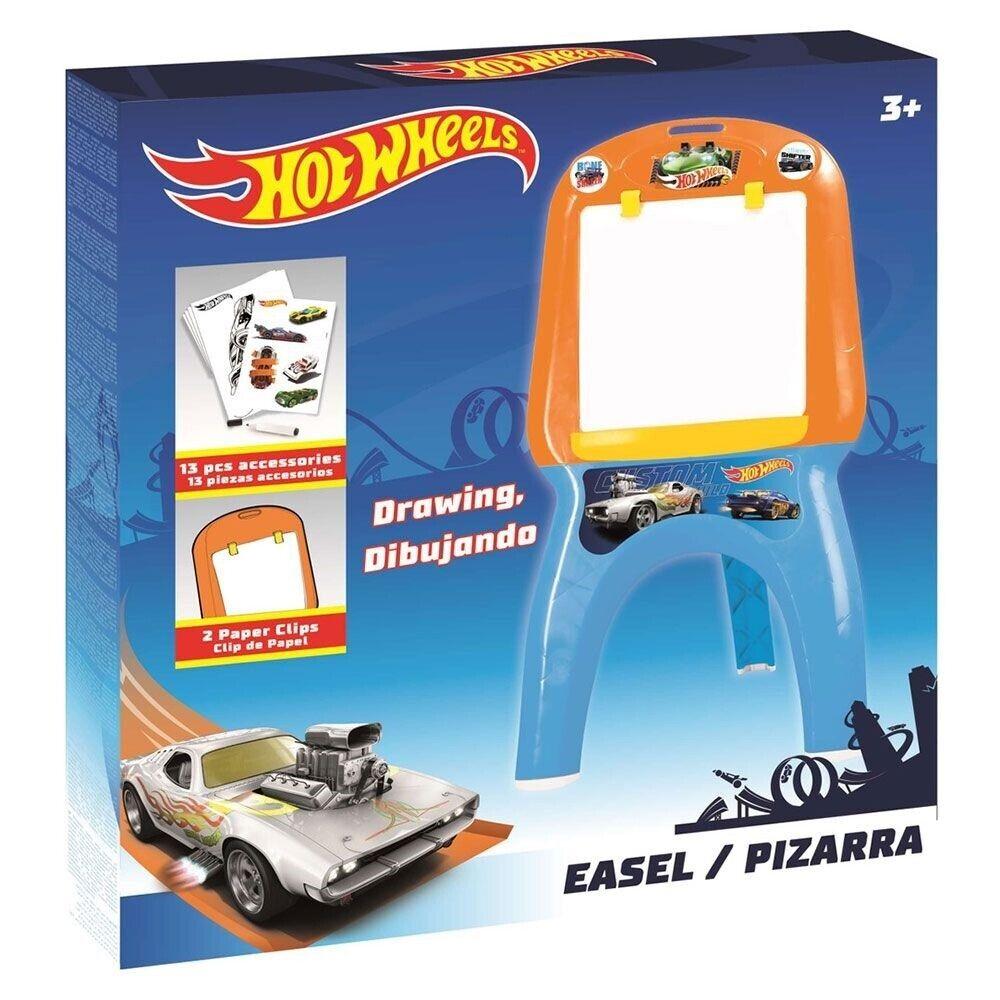 Hot Wheels Kids Foldable Art Easel Drawing Board 13 Pieces Accessories Paint Fun
