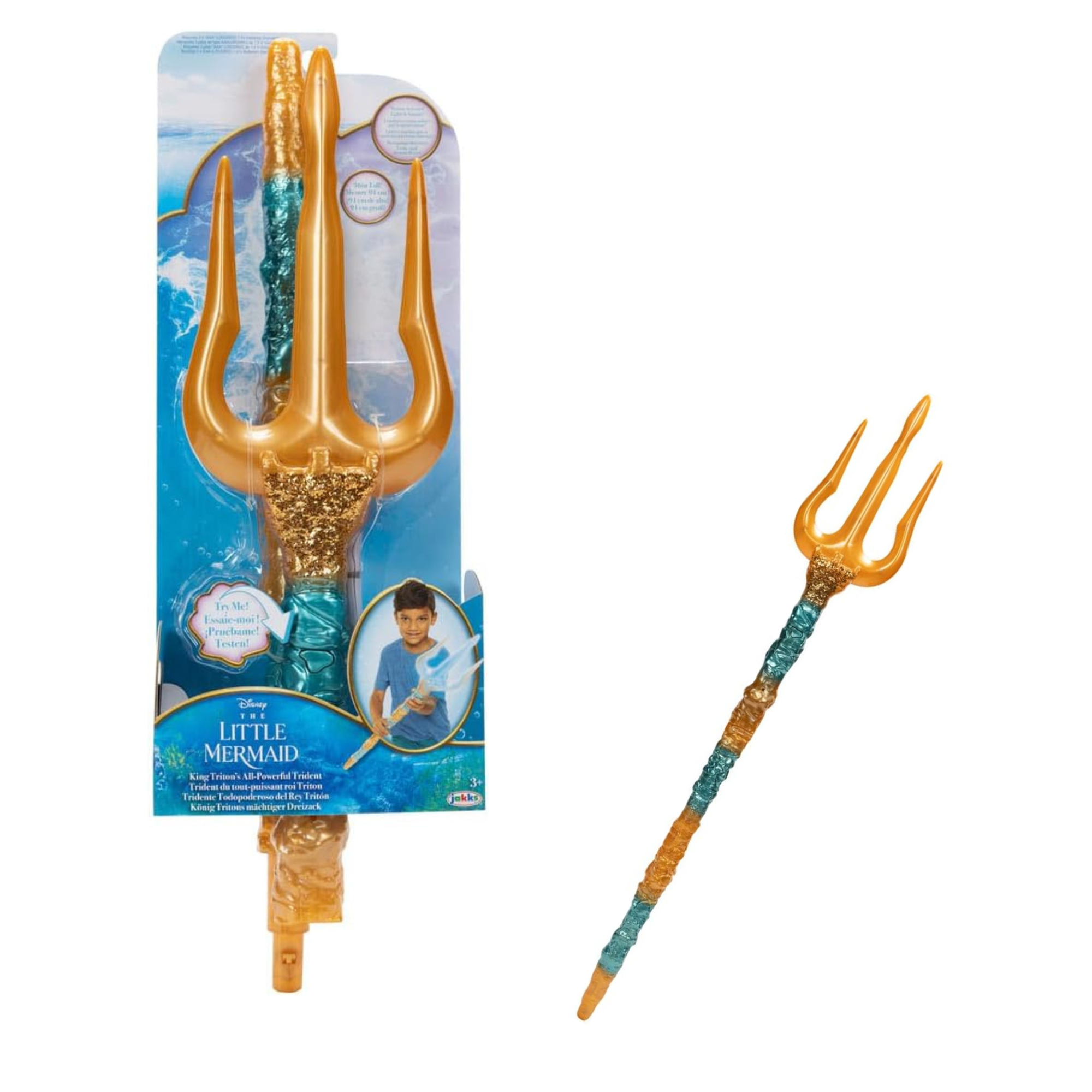 Disney Little Mermaid King Triton All Powerful Trident 36 Inches Lights Sounds