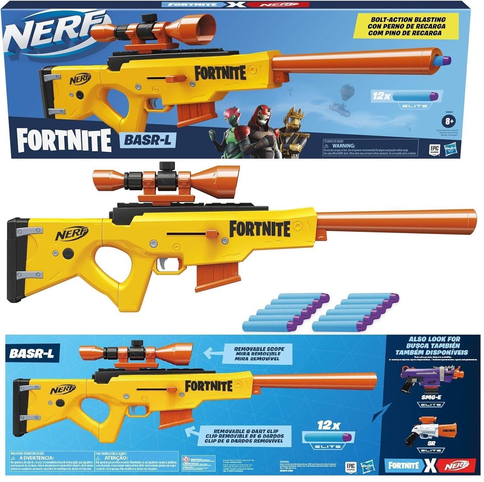 NERF Fortnite BASR L Bolt Action Blaster Ages 8+ Toy Fight Game Gun Fire Play