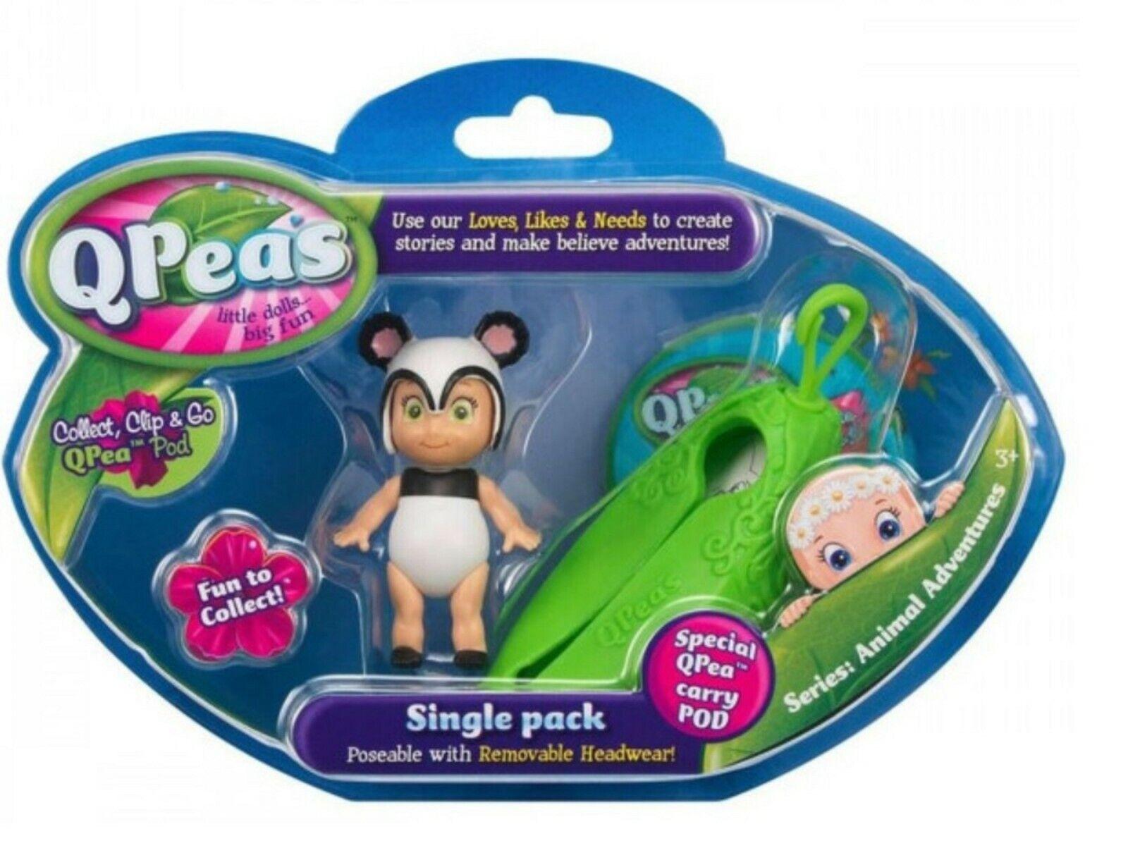 QPeas Animals Series Single Pack Mini Doll Ages 3+ New Toy Carry Pod Clip Play