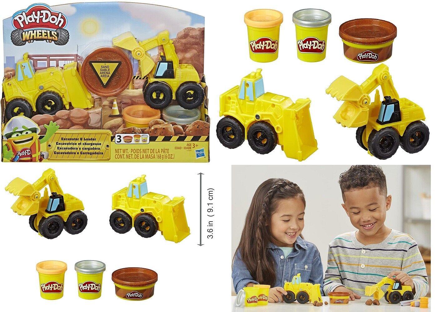 PlayDoh Wheels Excavator and Loader Construction Truck Ages 3+ Toy Car Build Fun