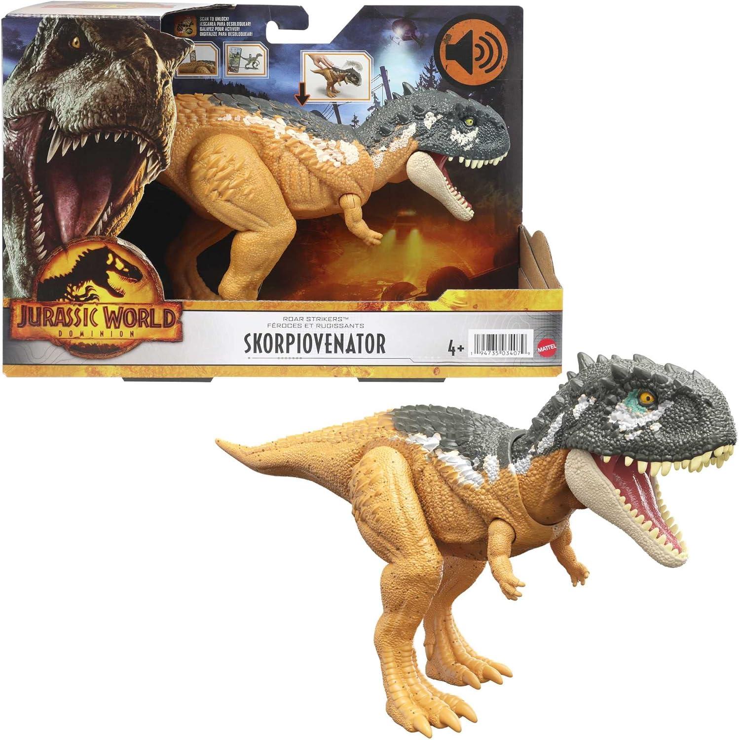 Jurassic World Roar Strikers Skorpiovenator Dinosaur Ages 4+ New Toy Sound and Attack Action