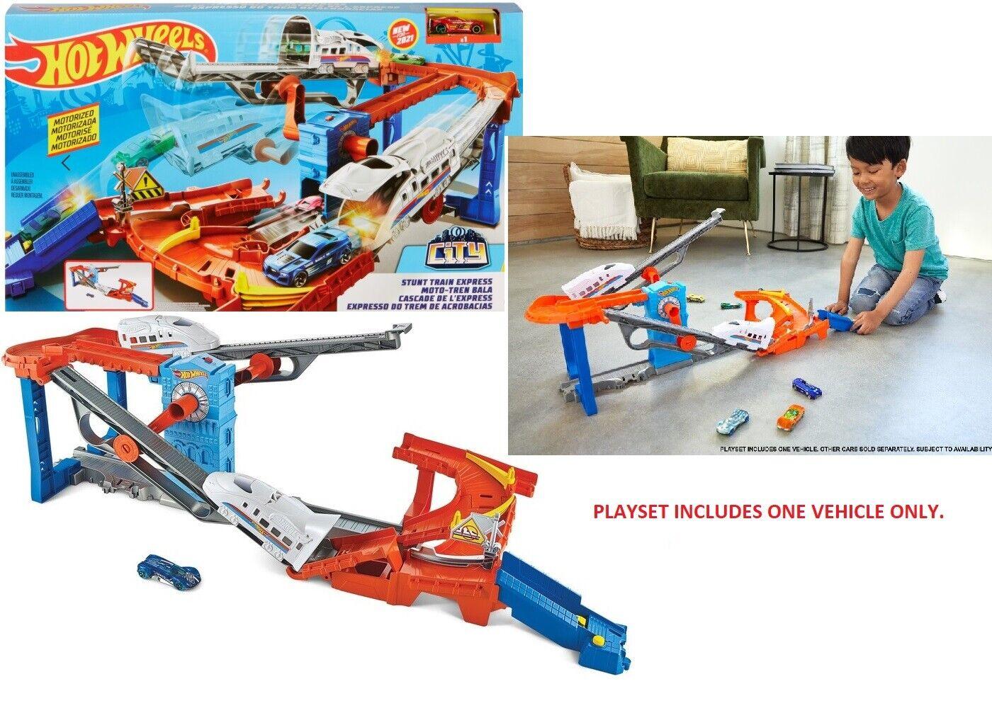 Hot Wheels Stunt Train Express Track Ages 5+ Toy Car Play Race Moto Shuttle Fun