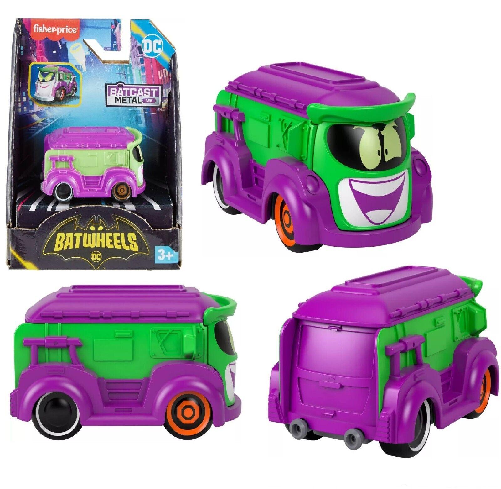 Fisher-Price DC Batwheels Metal Diecast 1:55 Scale Prank The Joker Van Cars Batcave Batman
