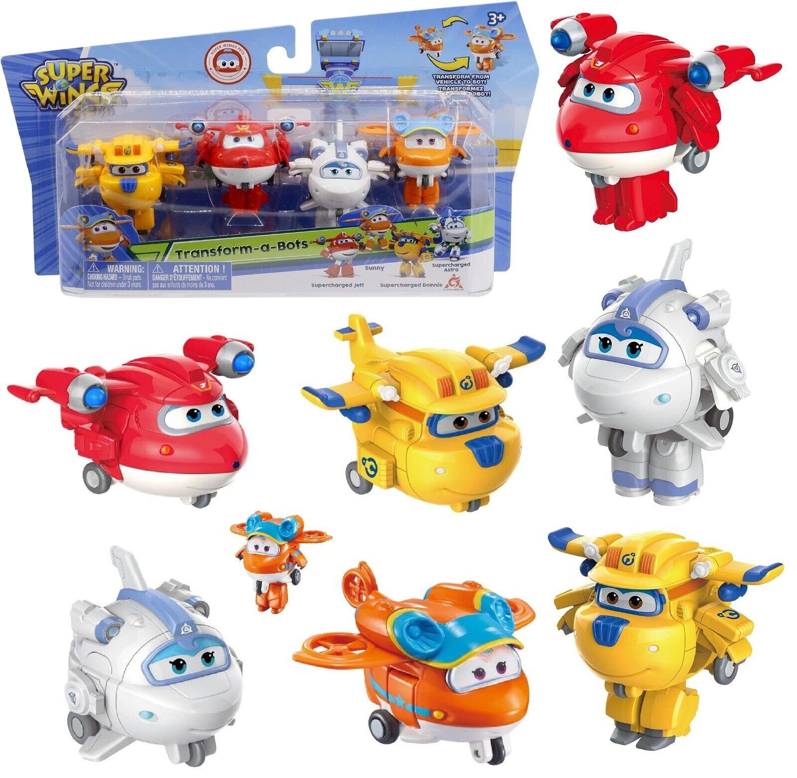 Genuine Super Wings 4 Pack Transform-A-Bots Jett Donnie Astra Sunny Plane Car